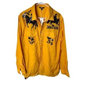 Ouku Western‎ Shirt Cowboy Cut MENS Size Large Long/SL Horse Print Floral NEW